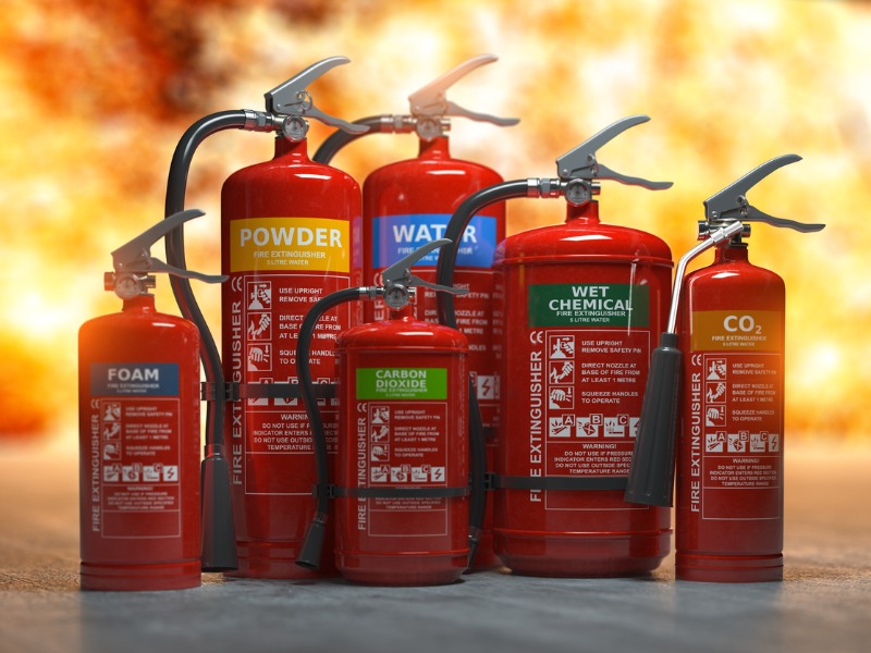 Red store fire extinguisher
