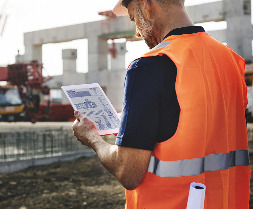 Site engineer on a construction site